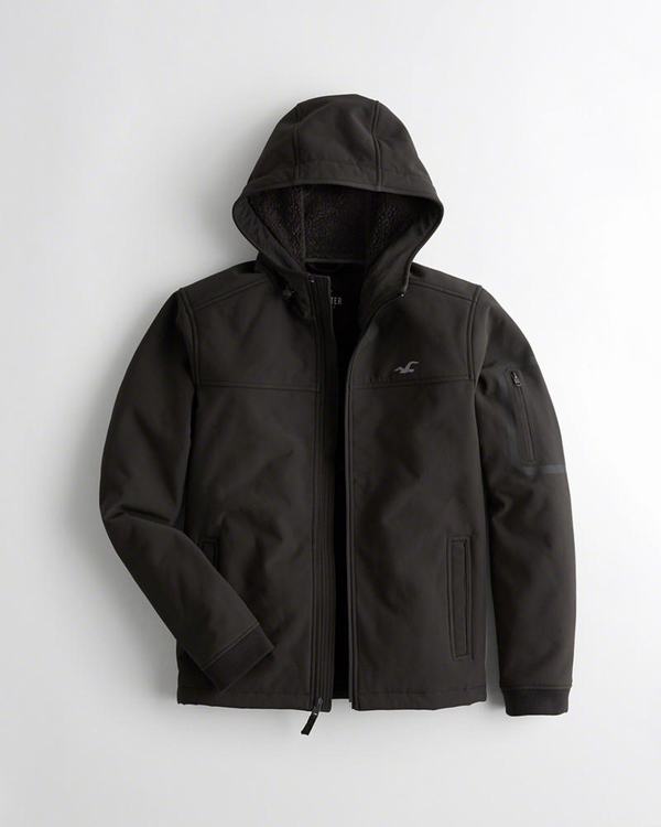 Giacca Hollister Uomo Sherpa-Lined Softshell Nere Italia (681OYZCR)